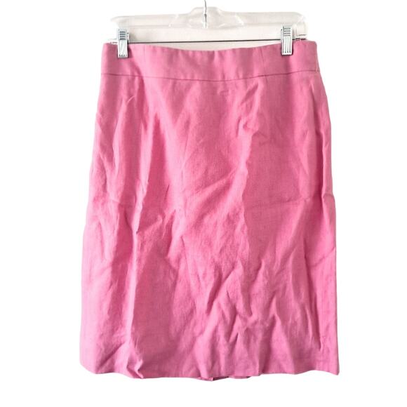 J. Crew Pink Women's 100% Linen Knee Length Straight Skirt with Lining -10 - Picture 4 of 11